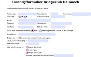 Aanmeldformulier (nieuw lid)